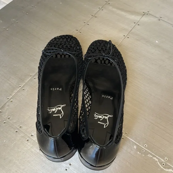 Christian Louboutin sweetie Jane mesh flat black patent sandal flats sz 40 - Picture 8 of 12